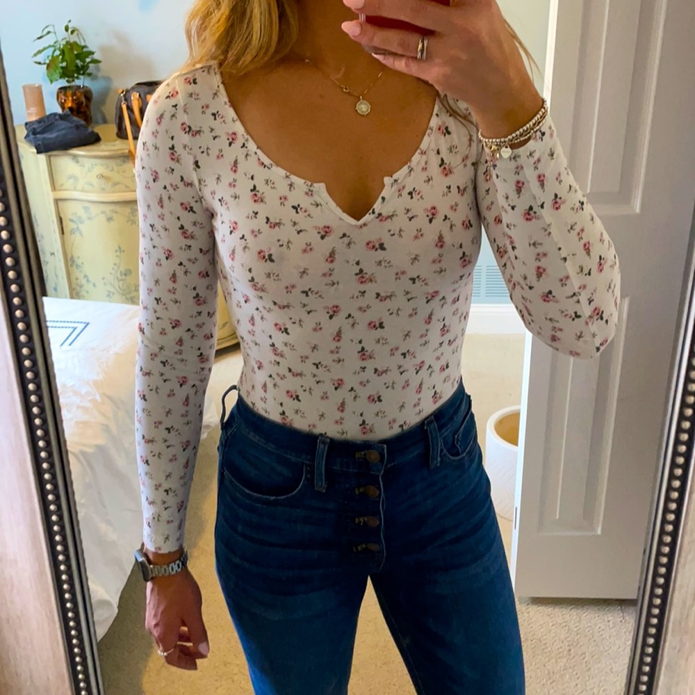 Victoria’s Secret Cream & Floral Body Suit